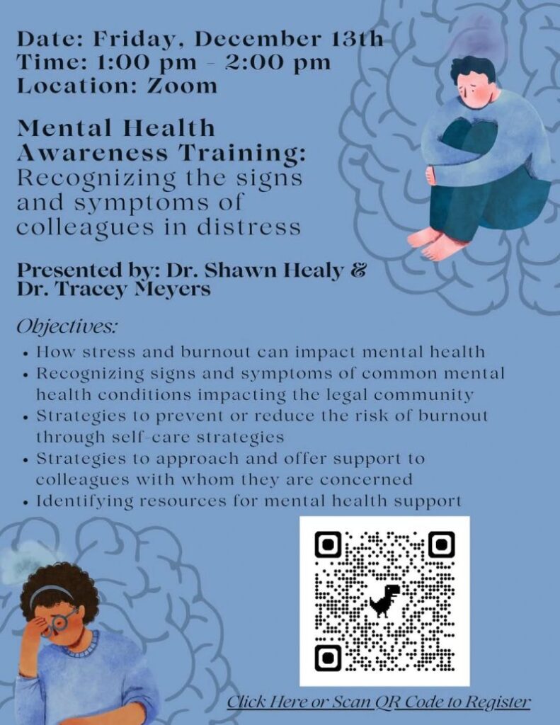 Hampden County Bar Association Stress Mental Health Awareness Training Flyer