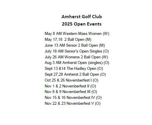 Amherst Golf Club tournaments 2025