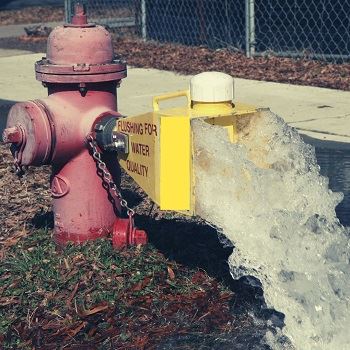 water main flushing in Amherst