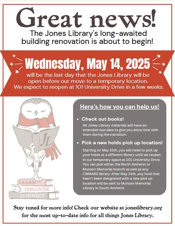 Jones Library renovation 2025