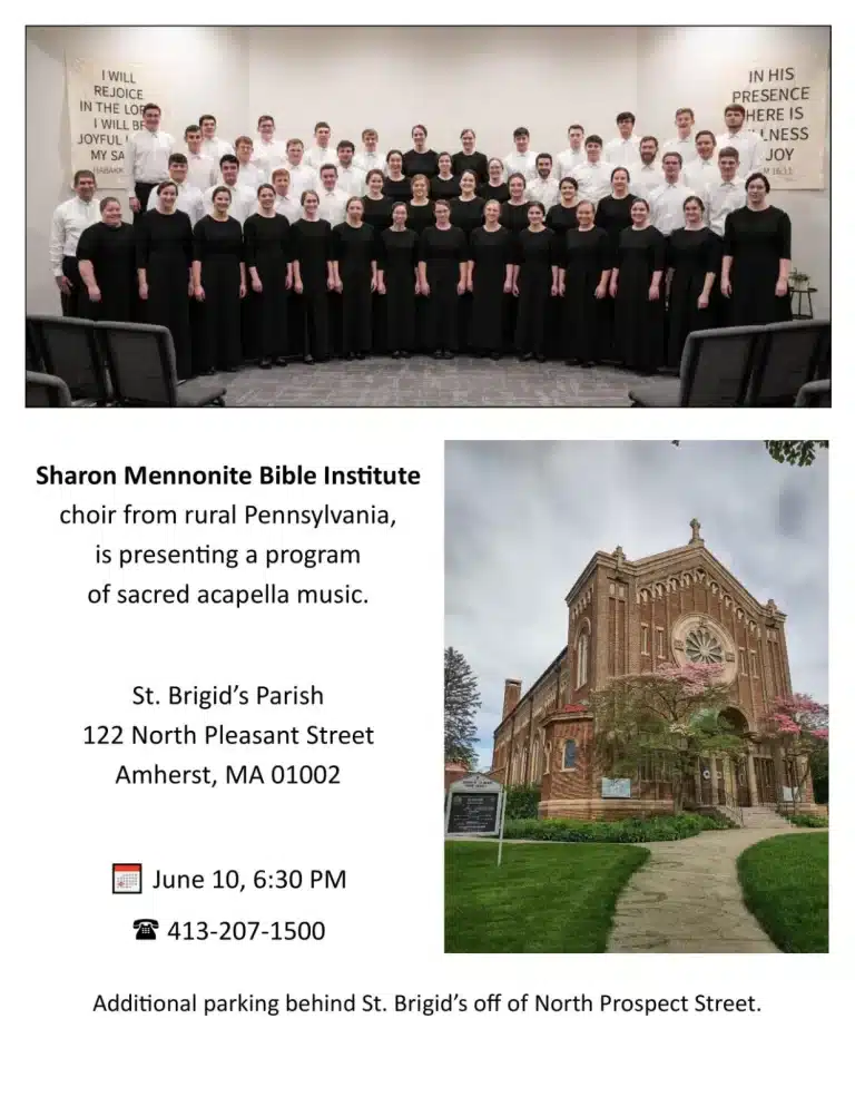 Sacred Acapella Music performance at St Brigids's in Amherst MA