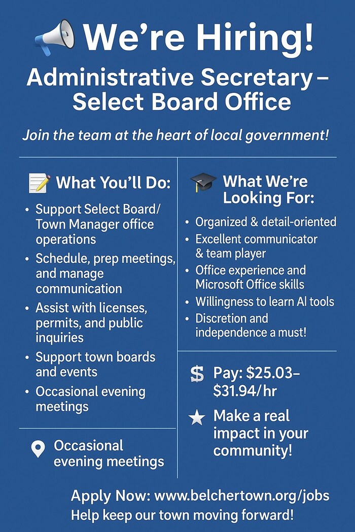 administrative secretary job in Belchertown