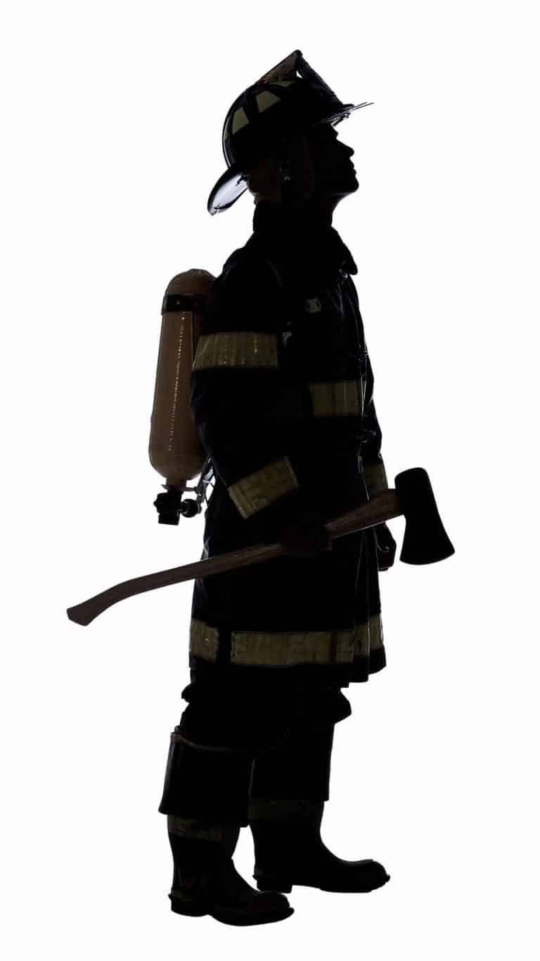 Silhouette of a fireman.