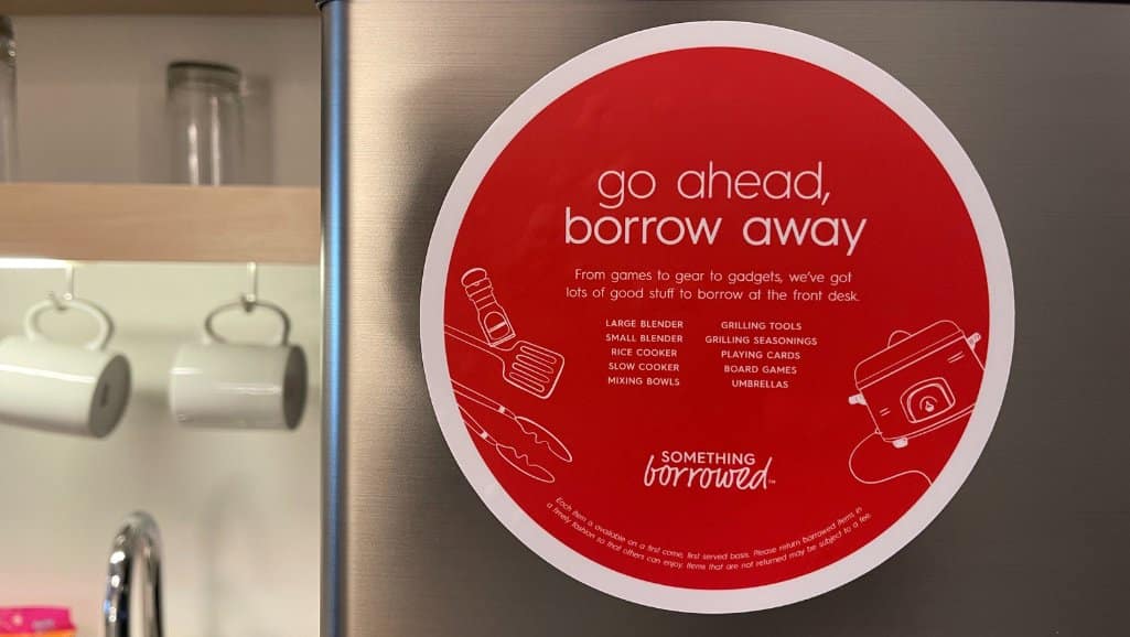 Guests can borrow all sorts of things, from blenders to umbrellas, at the front desk