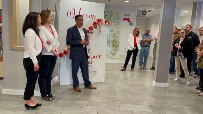 Shardool Parmar speaks at the grand opening of TownePlace Suites Hadley Amherst
