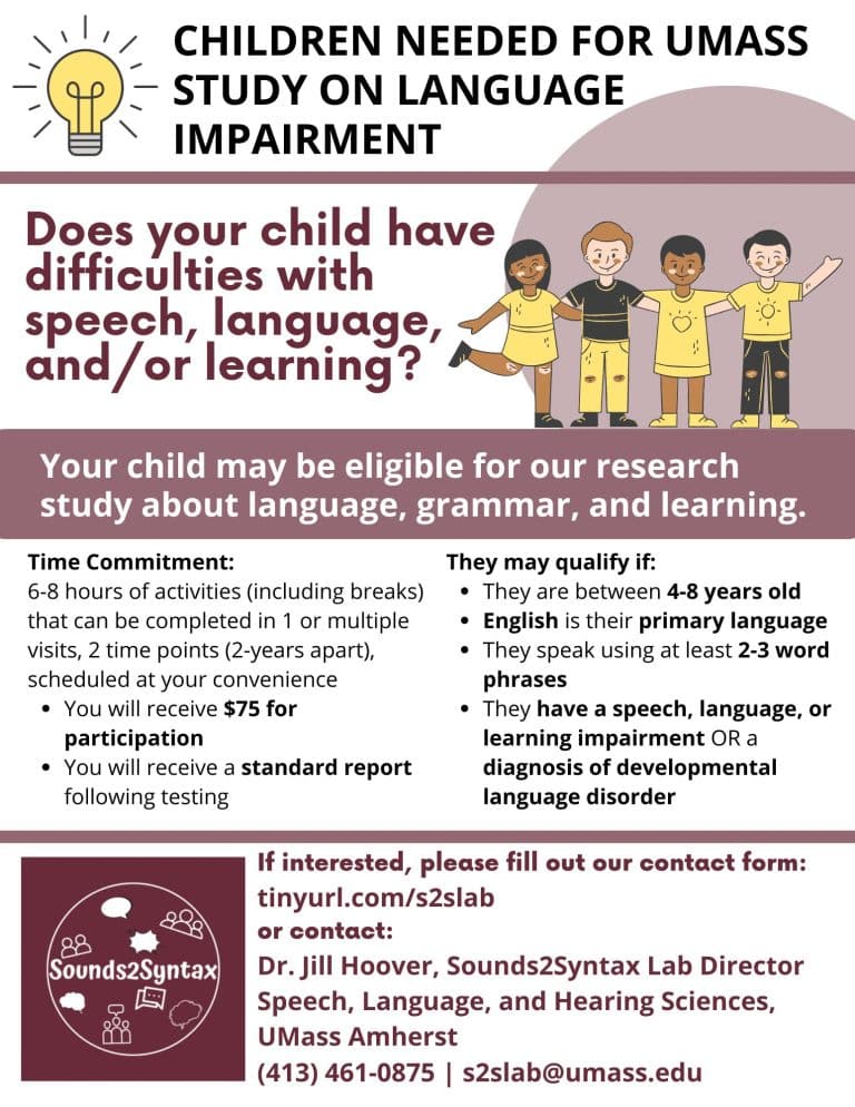 Umass Language Impairment Study Flyer