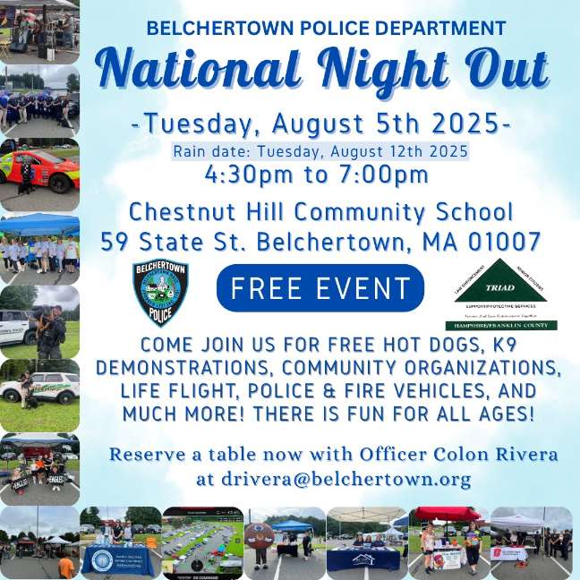 Belchertown National Night Out 2025 Activities