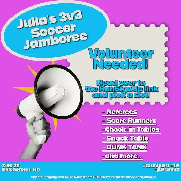 Belchertown 3v3 soccer volunteer needed