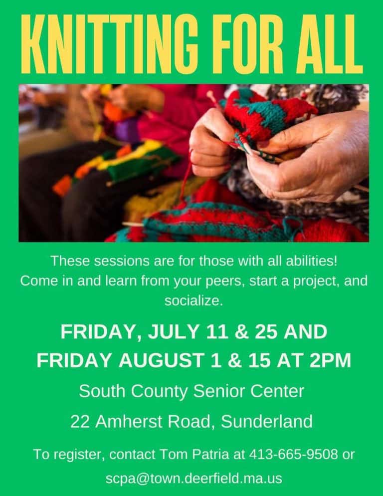 Knitting event South County Senior Center 2025