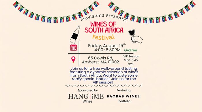 South African wine tasting in Amherst