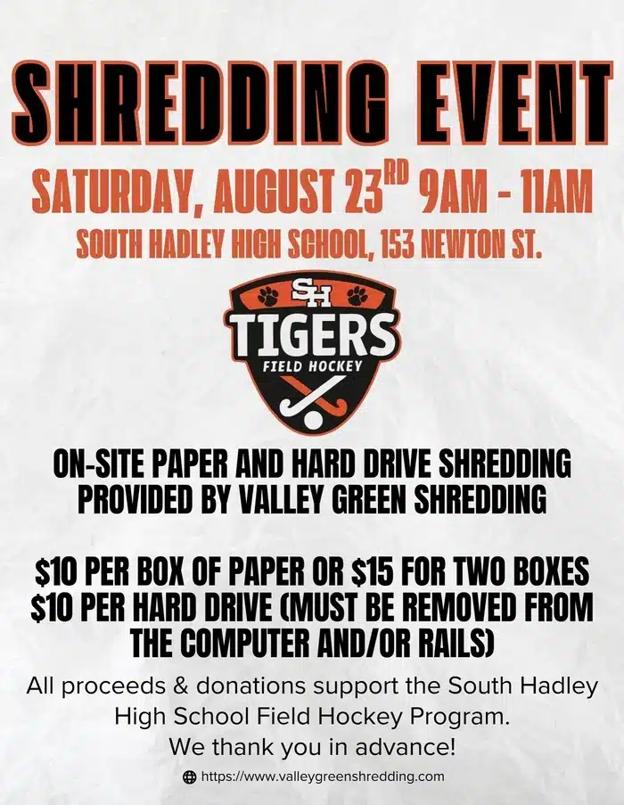 shredding fundraiser in South Hadley
