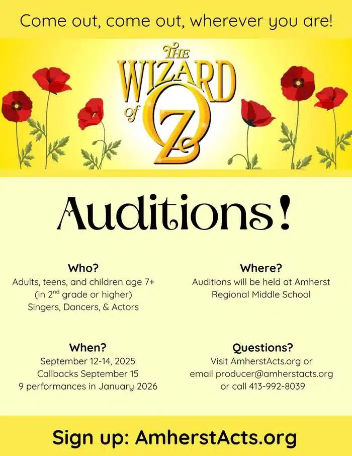 Wizard of Oz auditions in Amherst