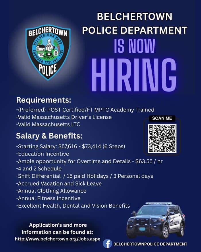 Belchertown police officer job hiring