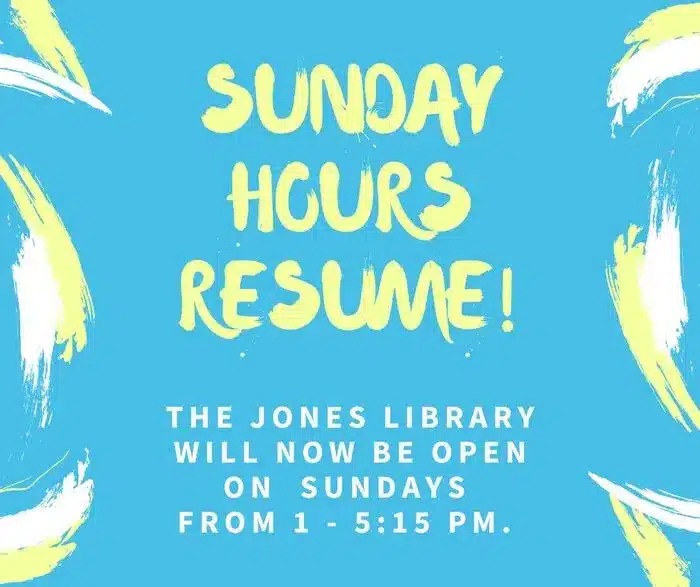 Jones Library Sunday hours