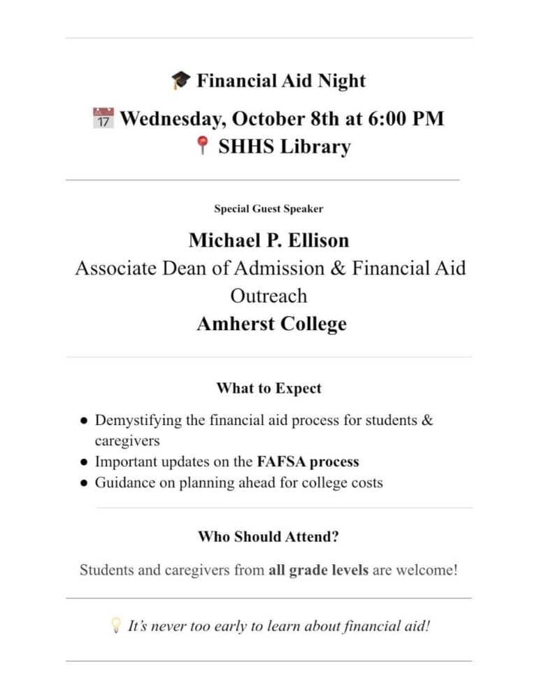 South Hadley High School Financial Aid Night 2025