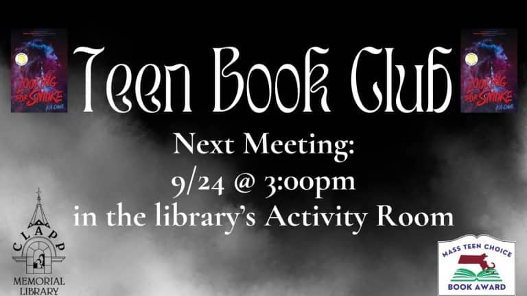 Teen Book Club Clapp Memorial Library 2025