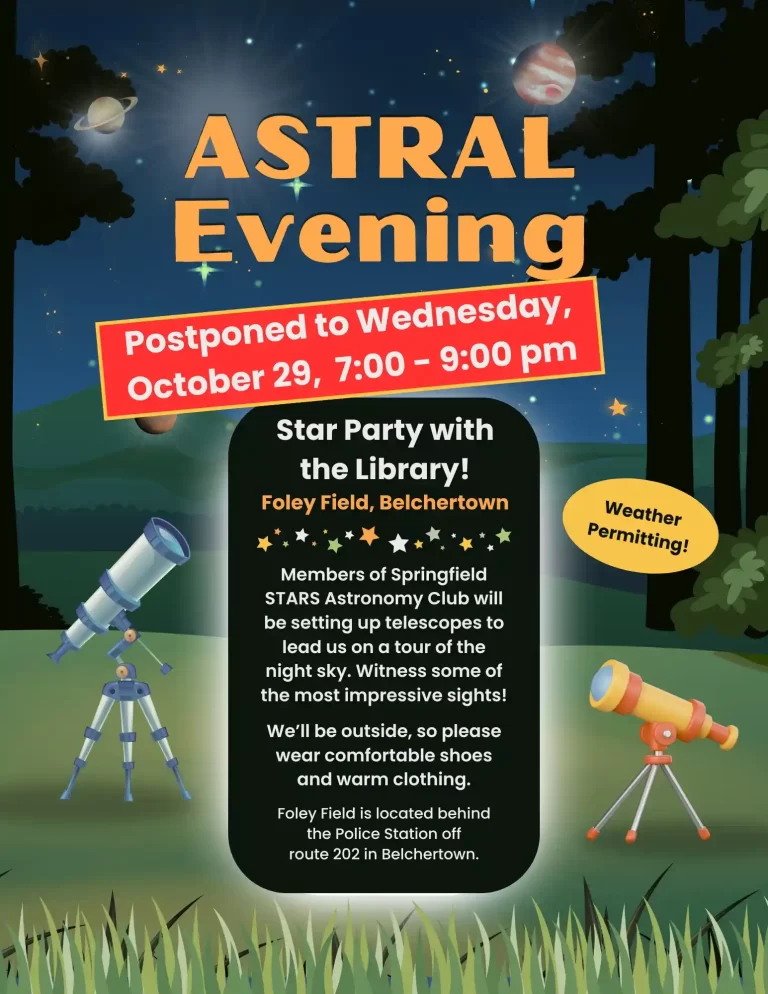Astral Evening Star Party Clapp Memorial Library 2025