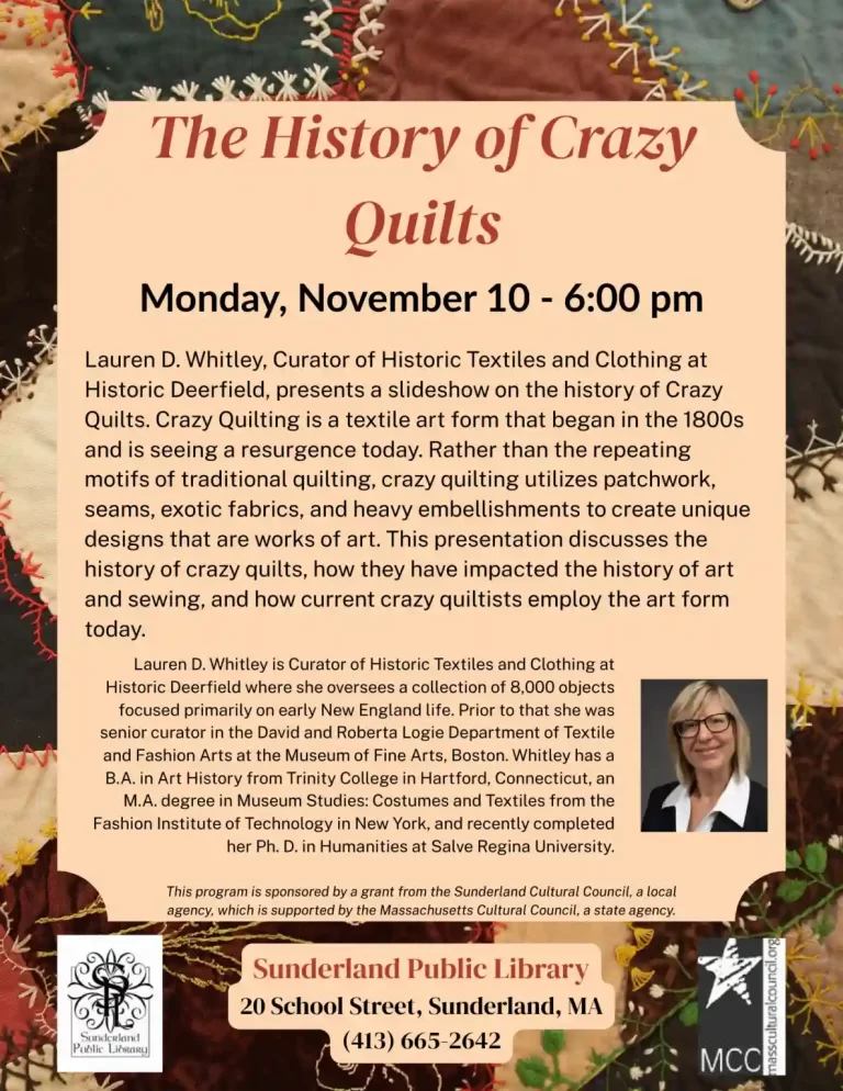 History of Crazy Quilts Sunderland Public Library