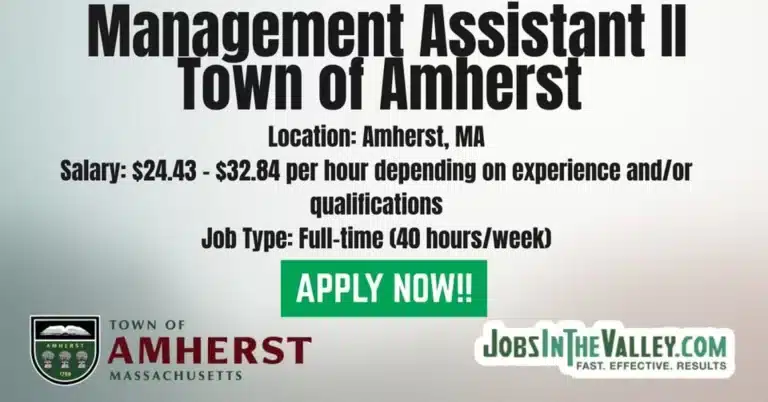 Management Assistant II Amherst job opening
