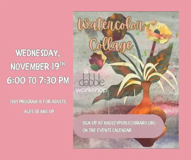 watercolor collage workshop Hadley Public Library