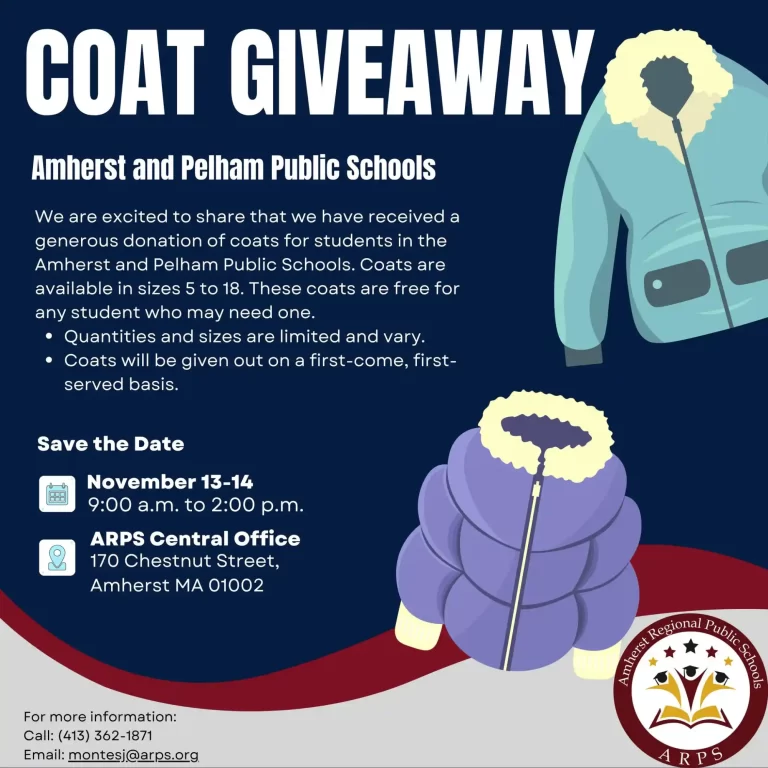 ARPS coat giveaway Amherst 2025