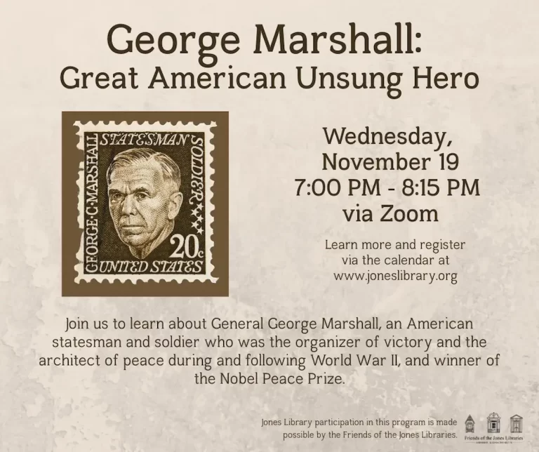 George Marshall Zoom talk Jones Library