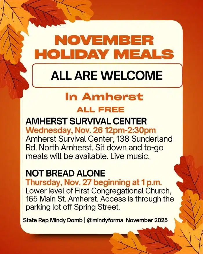 free holiday meals in Amherst