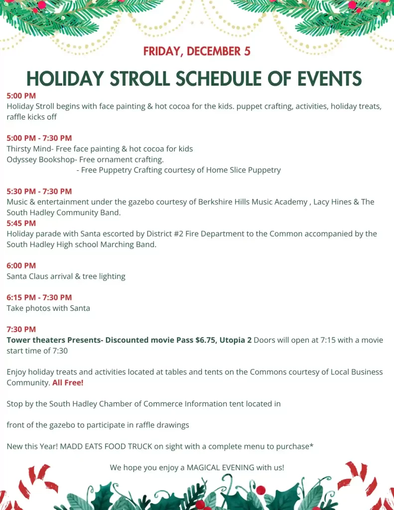 free holiday stroll south hadley 2025