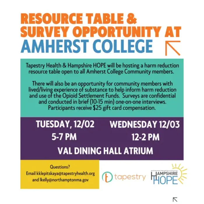 harm reduction survey in Amherst