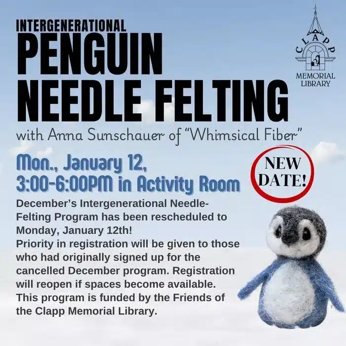 Clapp Library needle felting workshop