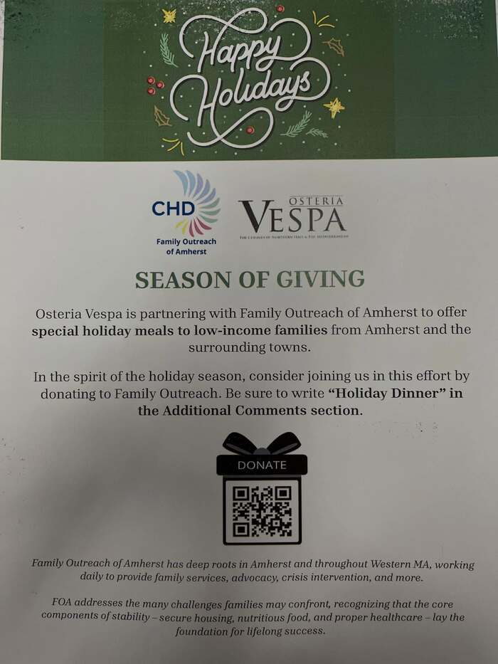 Family Outreach Amherst holiday meals 2025