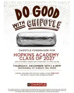 Hopkins Academy Chipotle fundraiser Hadley