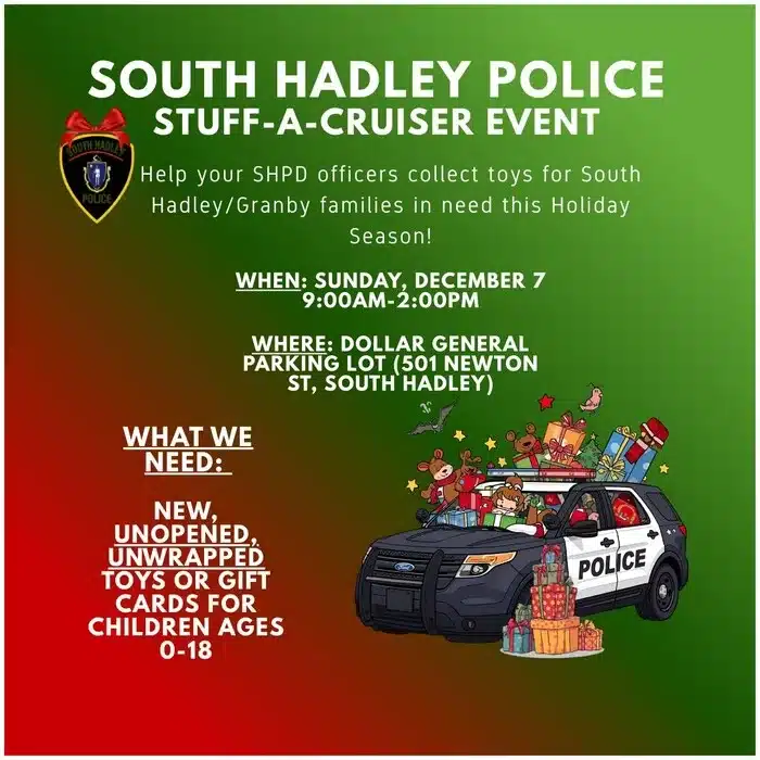 stuff a cruiser toy drive in South Hadley