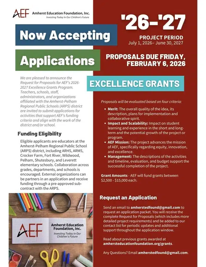 Amherst Education Foundation grants 2026