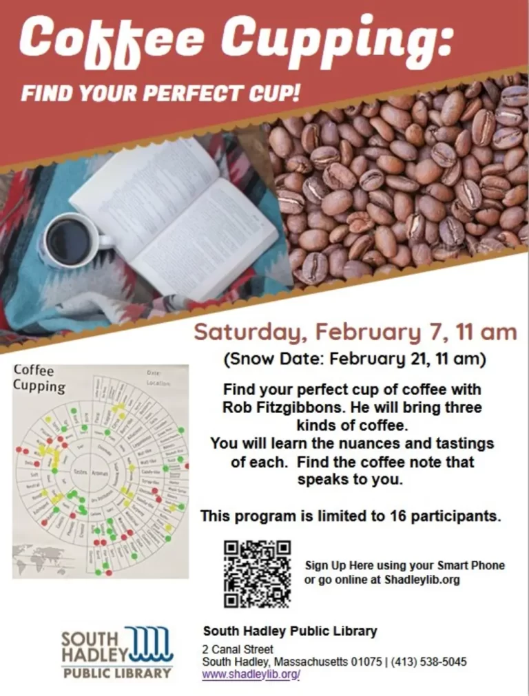 Coffee cupping South Hadley Public Library