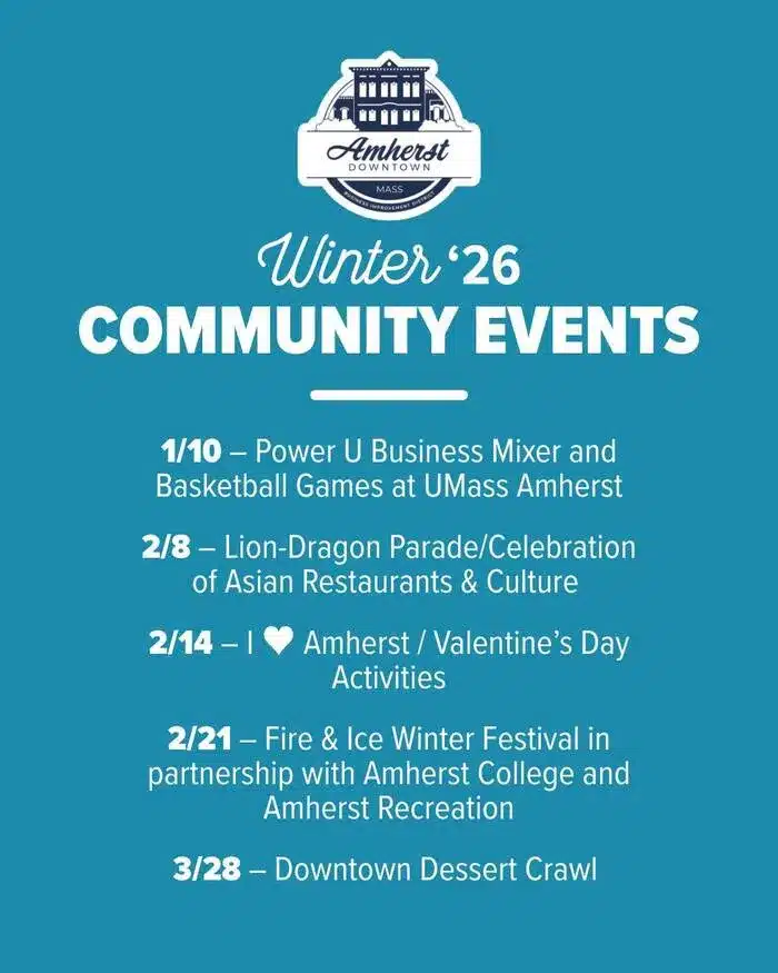 Downtown Amherst events Winter 2026