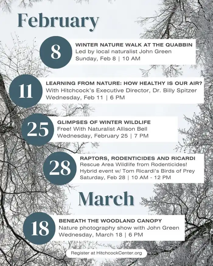 Hitchcock Center adult programs Feb Mar 2026