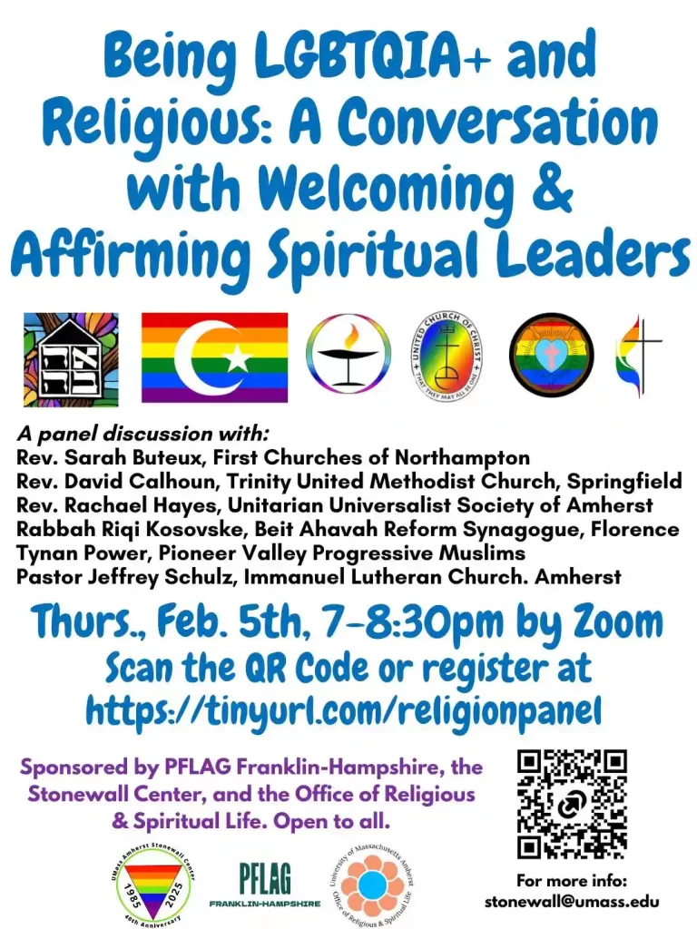 LGBTQIA+ and religious panel Amherst Zoom