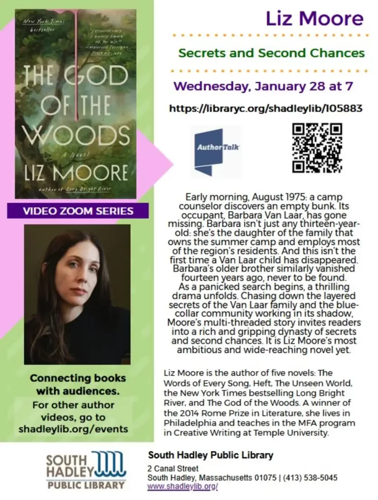 Online Author Talk with Liz Moore South Hadley