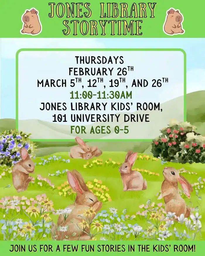 Jones Library storytime March 2026