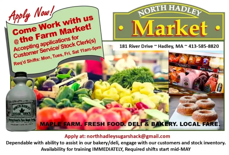 North Hadley Market hiring Hadley MA