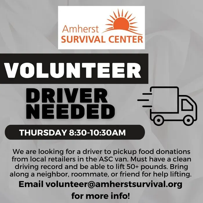 volunteer driver Thursdays in Amherst