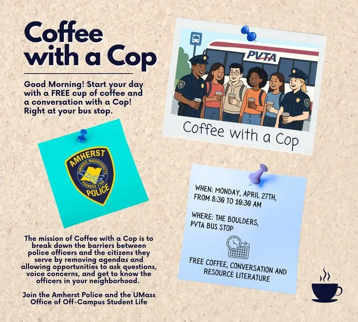 Coffee with a Cop at The Boulders PVTA Amherst