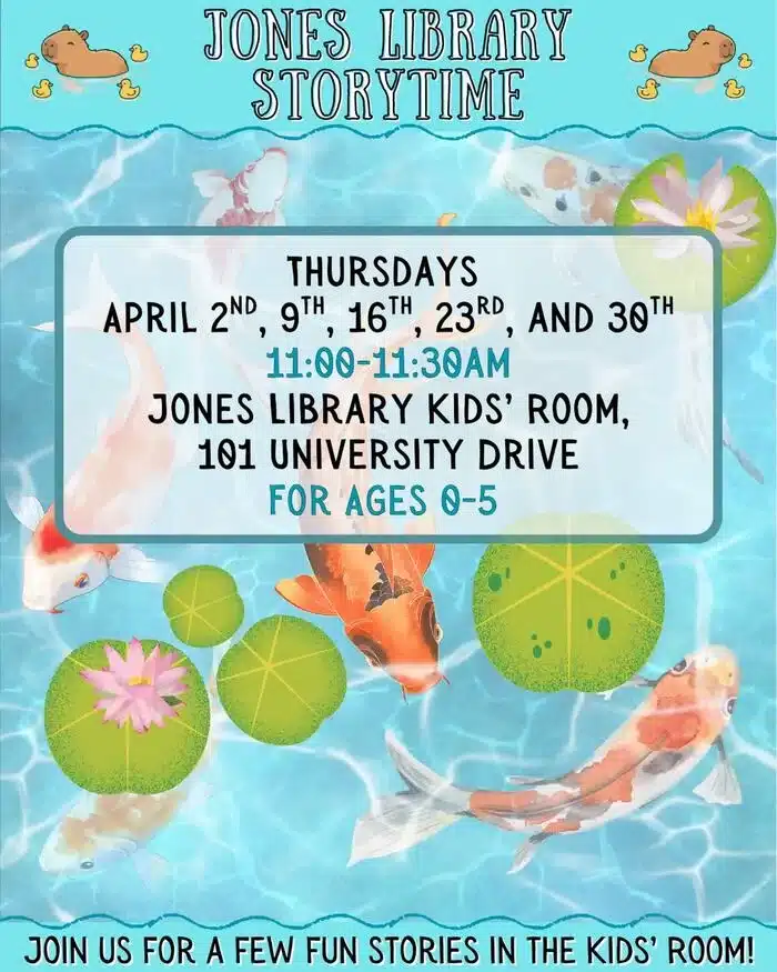 Jones Library storytime April 2026