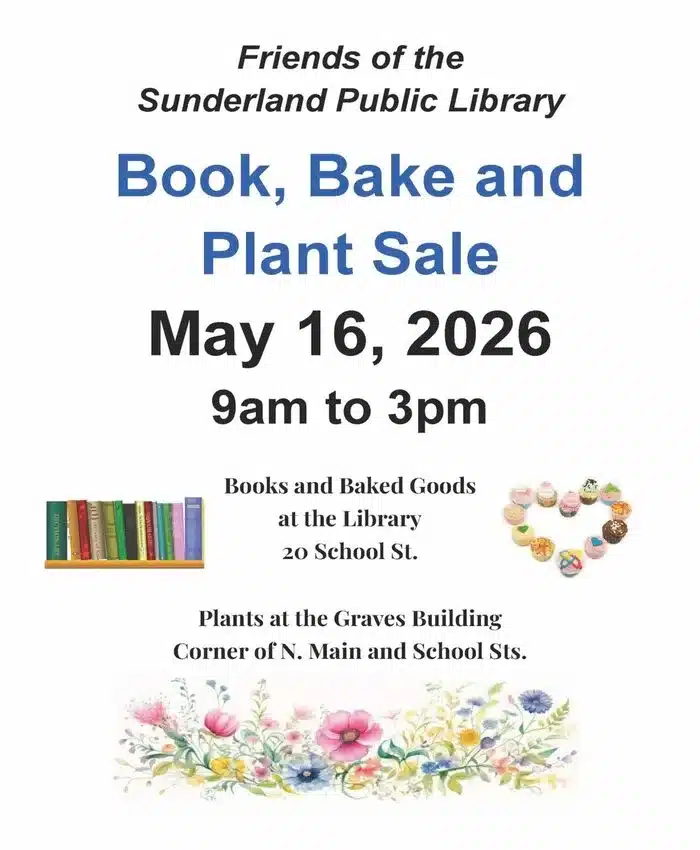 Sunderland library book bake and plant sale 2026