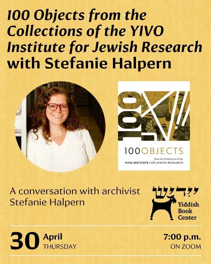 "100 Objects from YIVO Collections" talk at Yiddish Book Center
