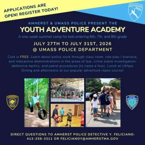 Amherst & UMass Police Youth Adventure Academy 2026