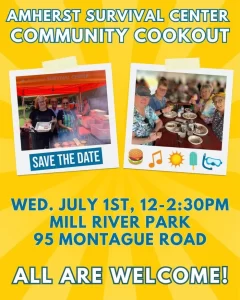 Amherst Survival Center cookout July 1 2026