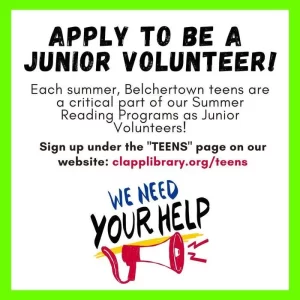 Clapp Library seeks junior volunteer