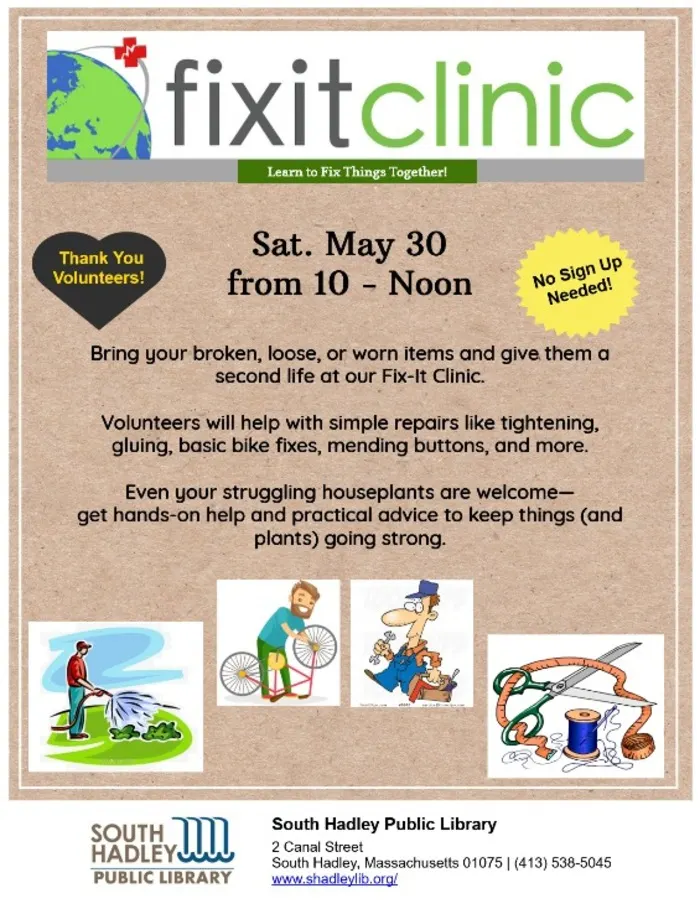 Fix-It Clinic at South Hadley Library
